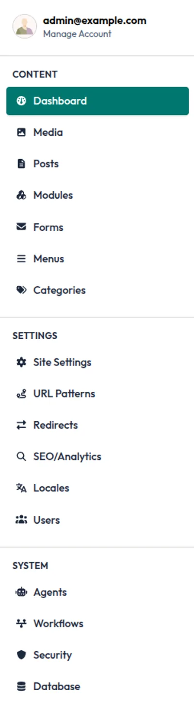Demo - Sidebar: Top-Level Administrator